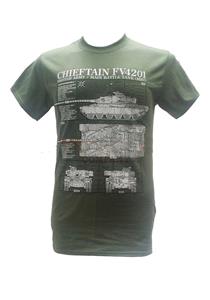 Chieftain FV4201 Main Battle Tank Blueprint Design T-Shirt Olive Green LARGE