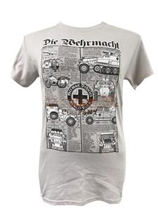 Die Wehrmacht - German Army WWII Vehicles Blueprint Design T-Shirt Grey MEDIUM