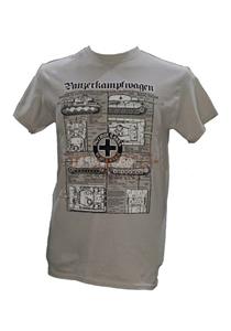 Panzerkampfwagen - German Army WW2 Tanks Blueprint Design T-Shirt Grey LARGE