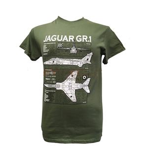 Jaguar GR1 Blueprint Design T-Shirt Olive Green X-LARGE