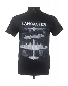 Lancaster Blueprint Design T-Shirt Black SMALL DISCONTINUED