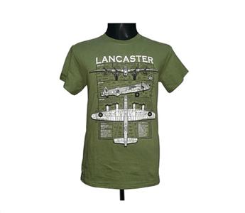 Lancaster Blueprint Design T-Shirt Olive Green SMALL