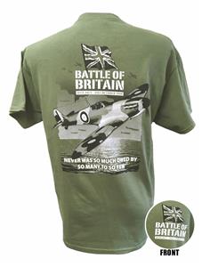 Spitfire Battle Of Britain Action T-Shirt Olive Green X-LARGE